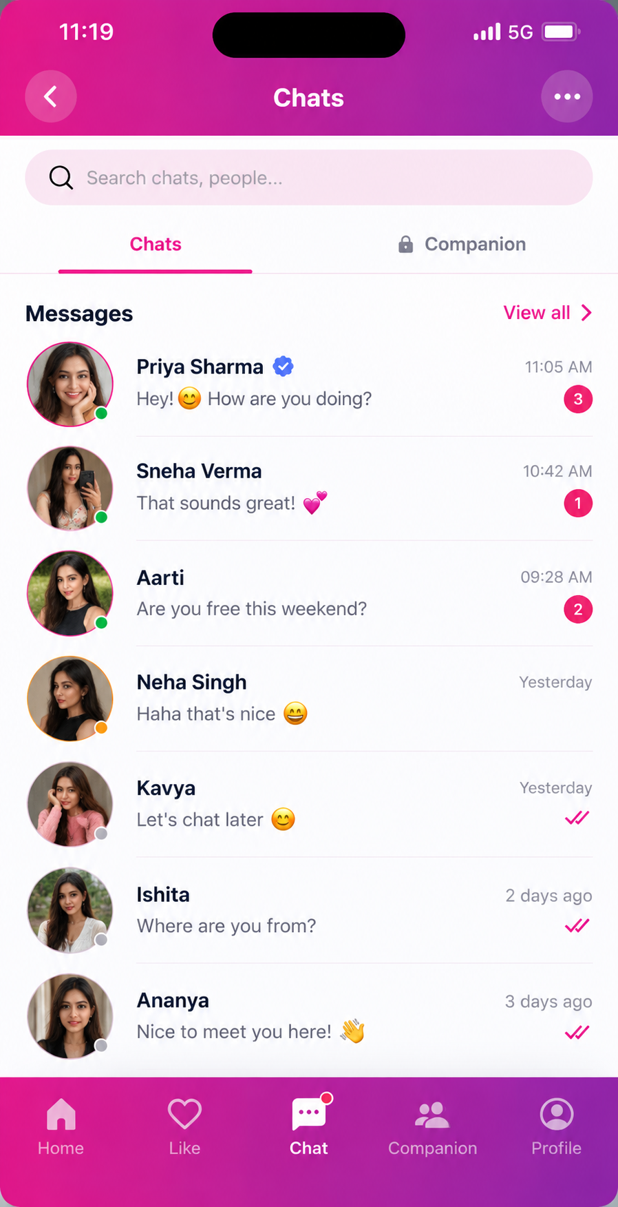 ZingDates app โ Chats screen